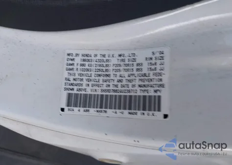 2004 Honda Cr-V Ex z USA, uszkodzony, nr VIN SHSRD78824U239712